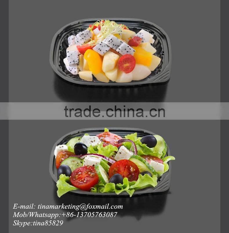 PS Black Base BOPS Clear Lid Plastic Take Out Food Container Box for Sushi,Salad,Fruit,Vegetable,Dessert,Cold dish Packaging