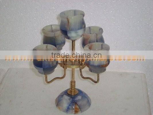 NATURAL 2017 New Items ONYX CANDLE HOLDERS STANDS BRASS WORK