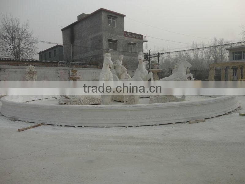 Large Outdoor Marble Water Fountain with Horse