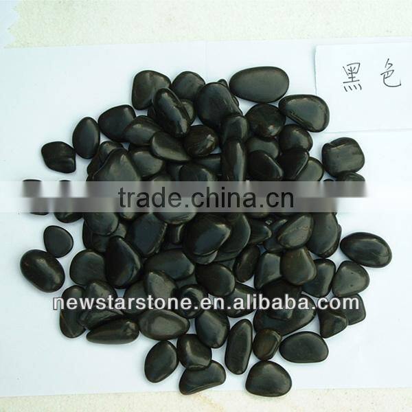 black natural river pebbles