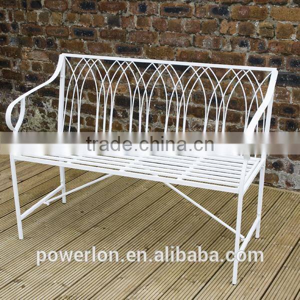 Gothic Arch Bench Cream with a Powder Coated Rust Effect