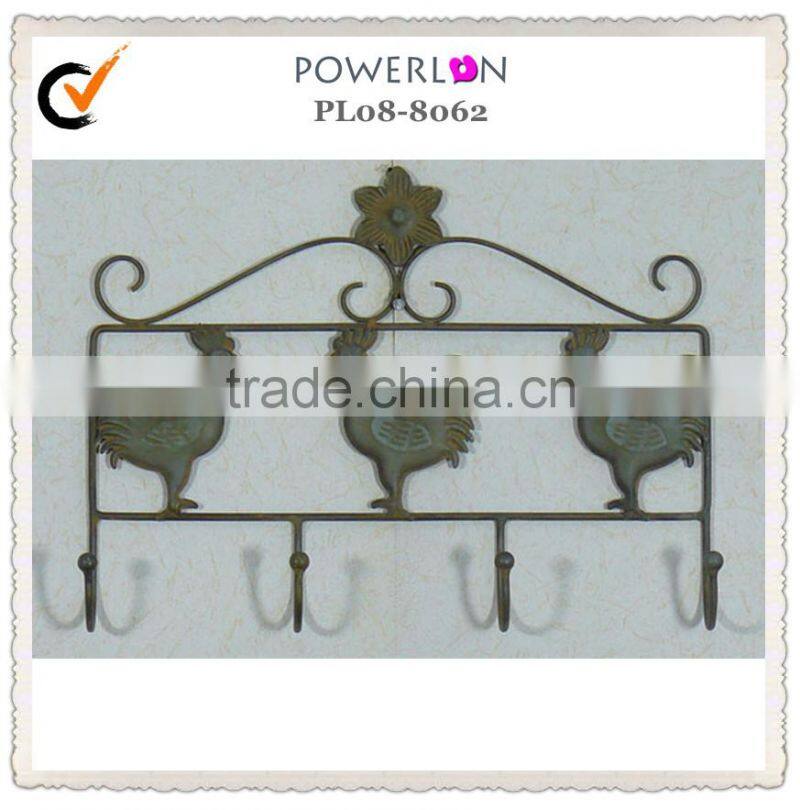 Antique Shabby Wall Shelf With Hooks