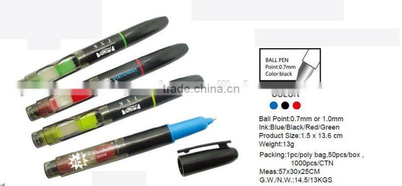 Cheap highlighter pen with catabine,ball pen with highlighter for promotion
