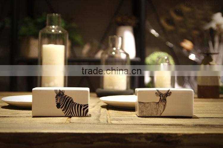 high quality zebra and beer rectangle ceramic candle holder
