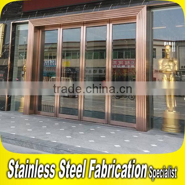 Golden Color Commercial Glass Door Stainless Steel Types Interior Door Frames