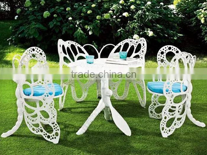White Aluminum Butterfly Garden Outdoor Furniture Table and Chair Bistro Set