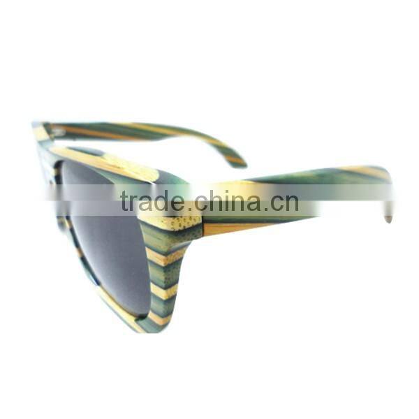2017 Colorful striped bamboo wooden sunglasses