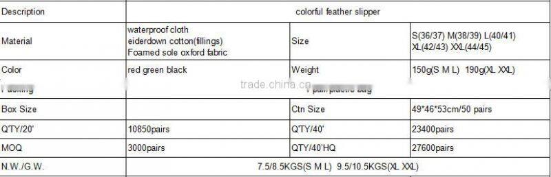 colorful feather slipper/indoor feather slippers women/indoor feather slippers women/indoor slipper