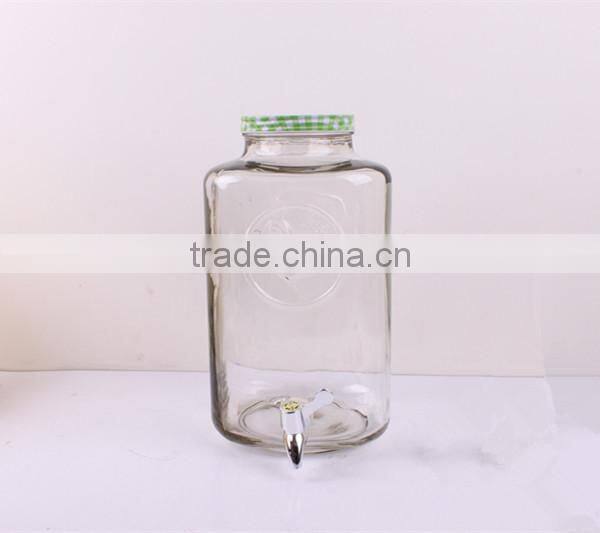 5pcs glass juice dispenser set with metal clip