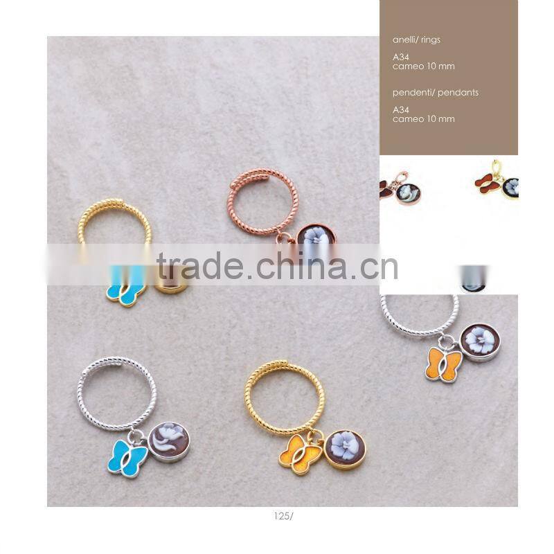 Hot Sale 925 Sterling Classic Silver Cherry Cameo Pendant Made in Italy