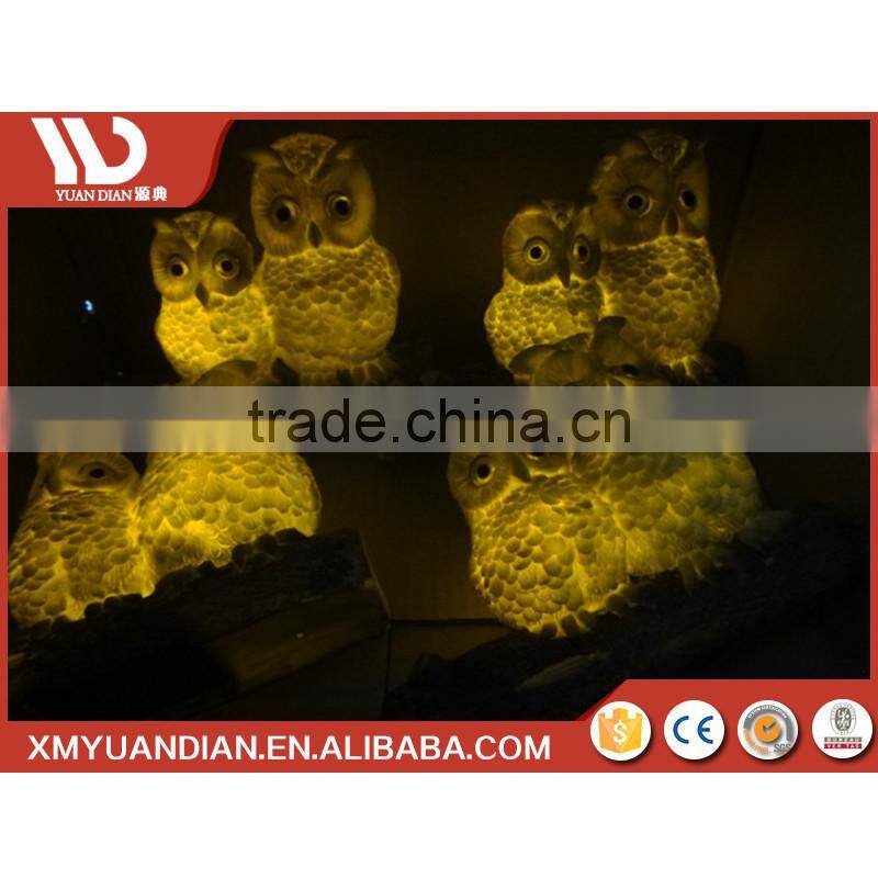 Art Work Resin Craft Owl Mini Solar Powered New Led Lighting Garden
