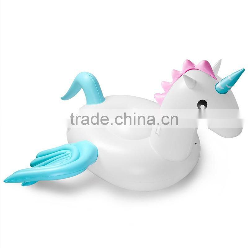 2017 new style hot selling leasure giant inflatable rainbow colorfull unicorn pool float ourdoor swim ring raft water party toys