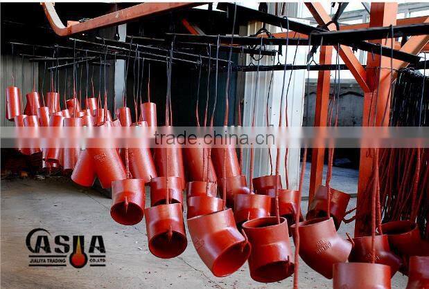 Red epoxy coated grey cast iron pipe fittings