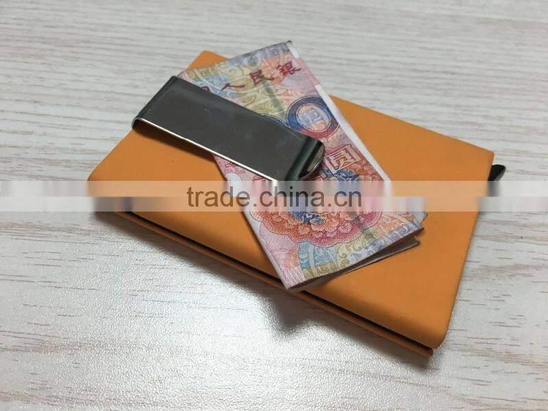 Multi Function Aluminum Slim Credit Card Holder Metal Leather & Aluminum RFID Protector Wallet