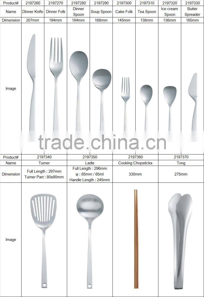 Stainless Steel Satin Finishing Cutlery Japanese Simple Design "SUNAO"