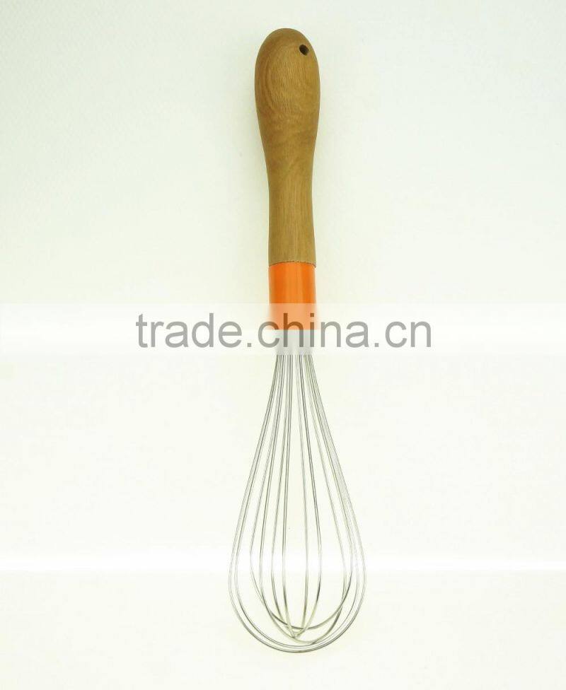 37032 stainless steel Whisk with wooden handle