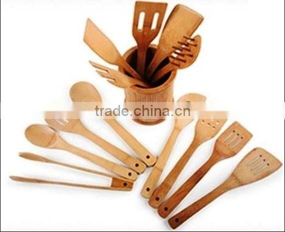 2017 promotion 12 inch bamboo scoop and clip with tube 13pcs for one set