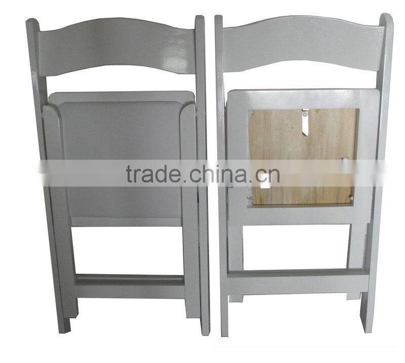 pure beech wood white folding chair with PVC pad for wedding rental
