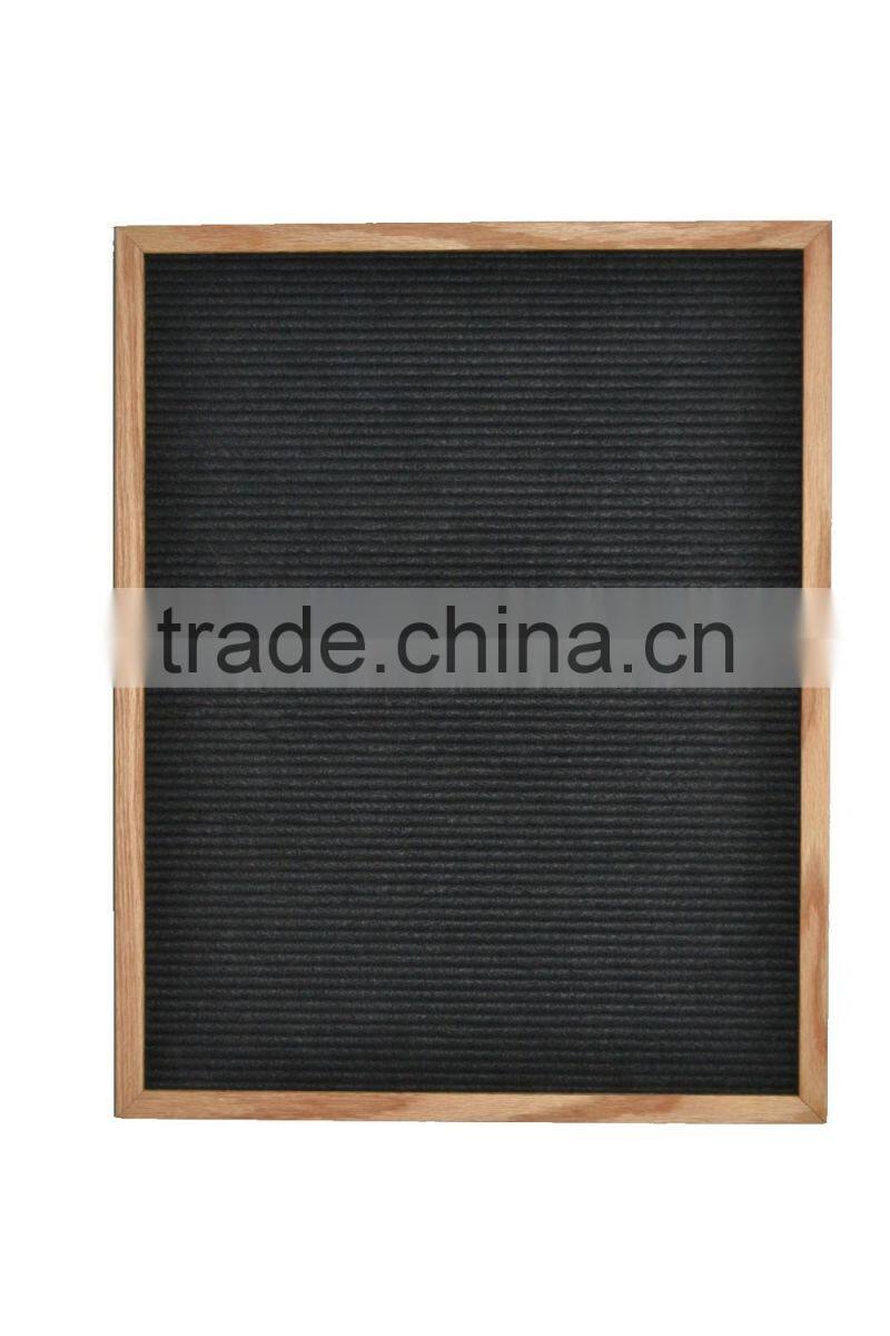 factory wholesale letter board felt backing with slots to insert white plastic letters oak frame