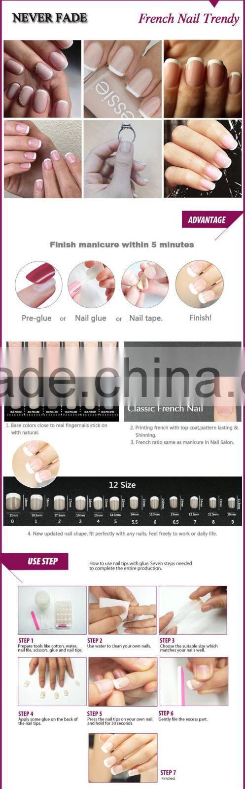 New air Nail Art French Nail Tips With Glue Colorful