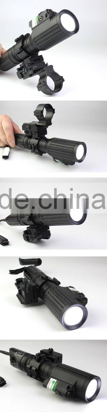 Tactical professional hunting green laser sight with 1000 lumens CREE T6 LED flashlight with strobe light