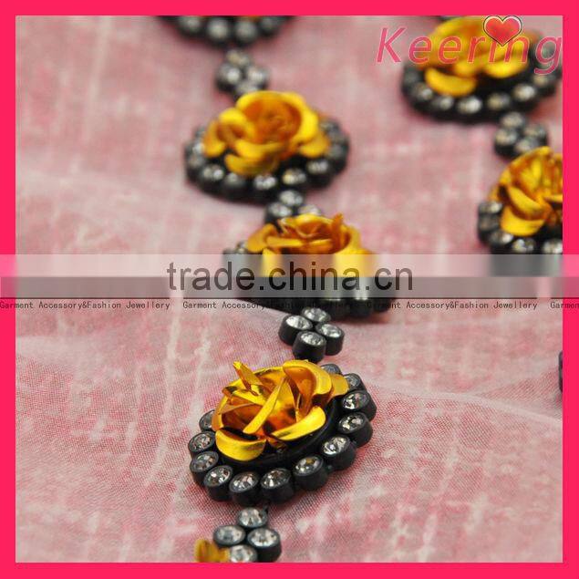 Wedding Crystal rhinestone flower design chain trim WRC-173