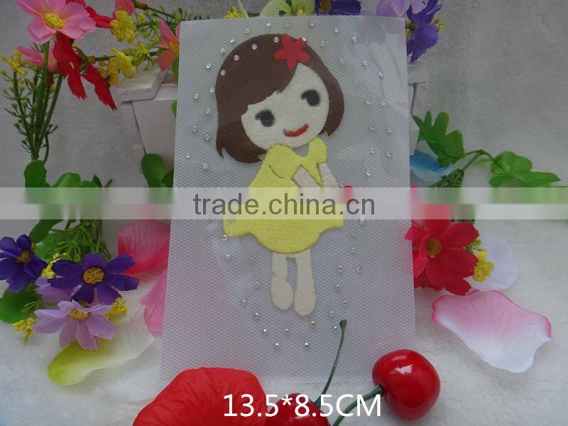 2016 hot sale cute lively custom heat transfer label sticker with diamond