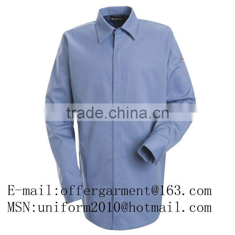 Men's Long Sleeve Pocketed Industrial Blue Cotton Work Shirt SL0402