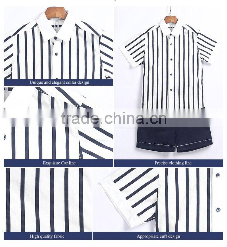 Short Sleeve Senior Cotton Strip School Uniform Shirt
