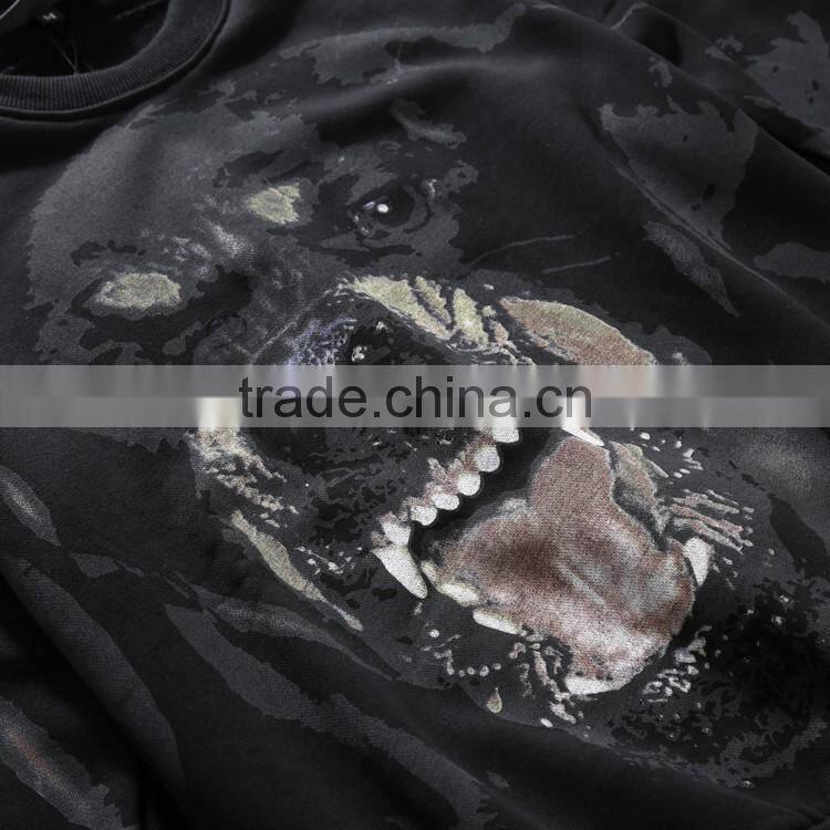 2015 Animal printing plain cotton crew long sleeve t shirt