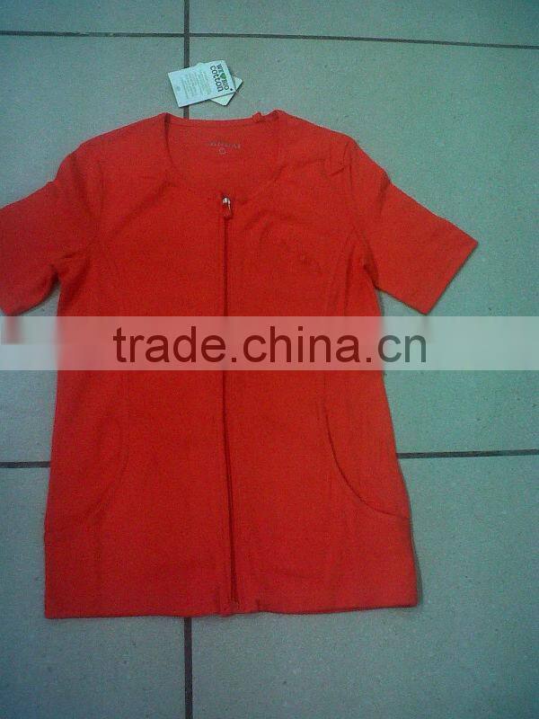 LADIES TOP 1X1 RIB WITH FRONT ZIPPER (Garment Stock lots / Apparel Stock / stocklots / Garment Apparel from India)