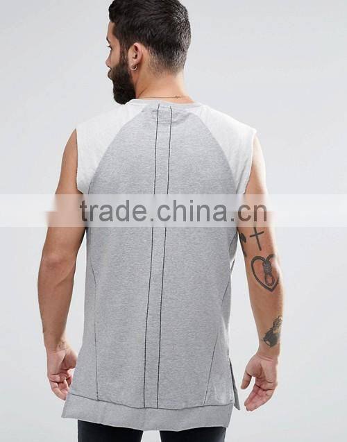 OEM wholesale men stylish zip pocket sleeveless sweatshirt