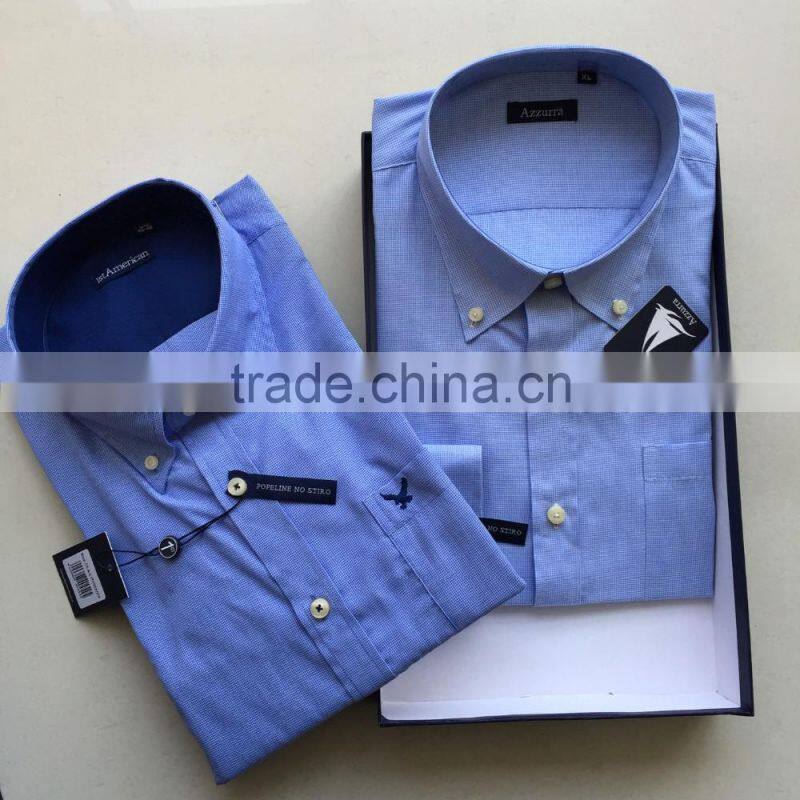 Men's T/C yarn dyed check business shirt with box packing