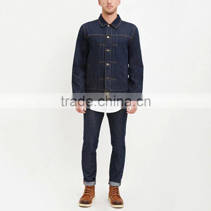 dark blue casual denim custom shirt style jacket coat for men