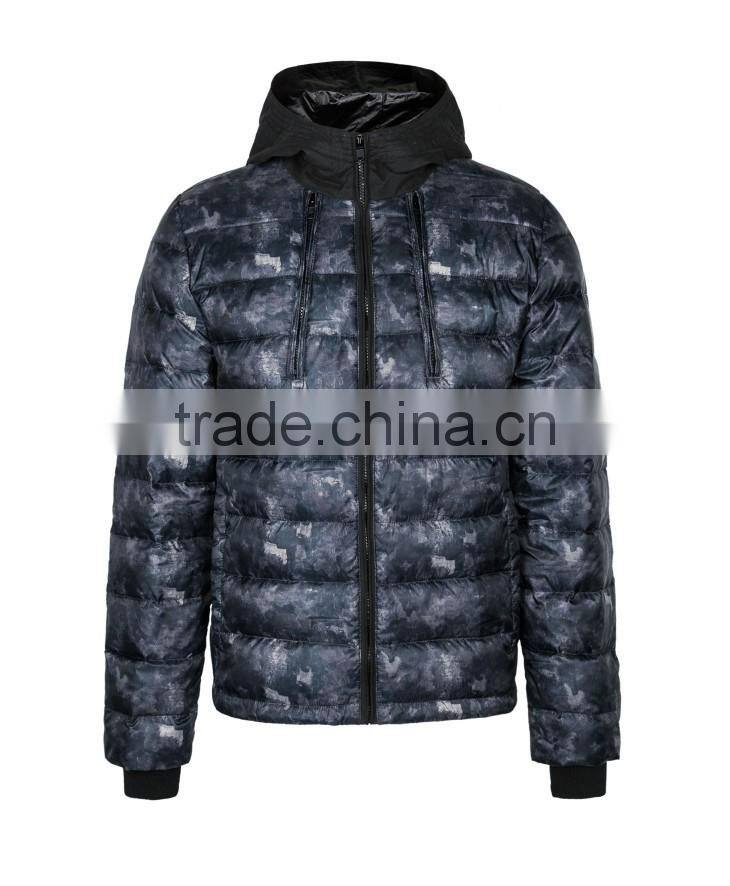 New Design Regular Fit Men's Camo-print Padding Quilting Jacket With Hood