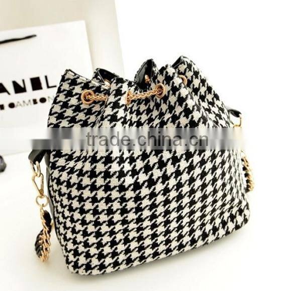 Drawstring Bag Patchwork Patterns Shoulder Messenger Bag Women Handbag Chain Bag Diagonal Package Canvas Totes SV010267#