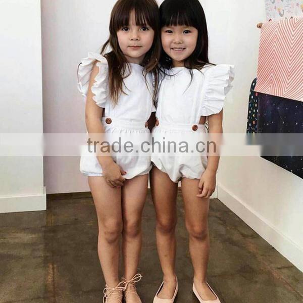 White Color Plain Baby Clothes European Summer Ruffle Baby Clothes Romper