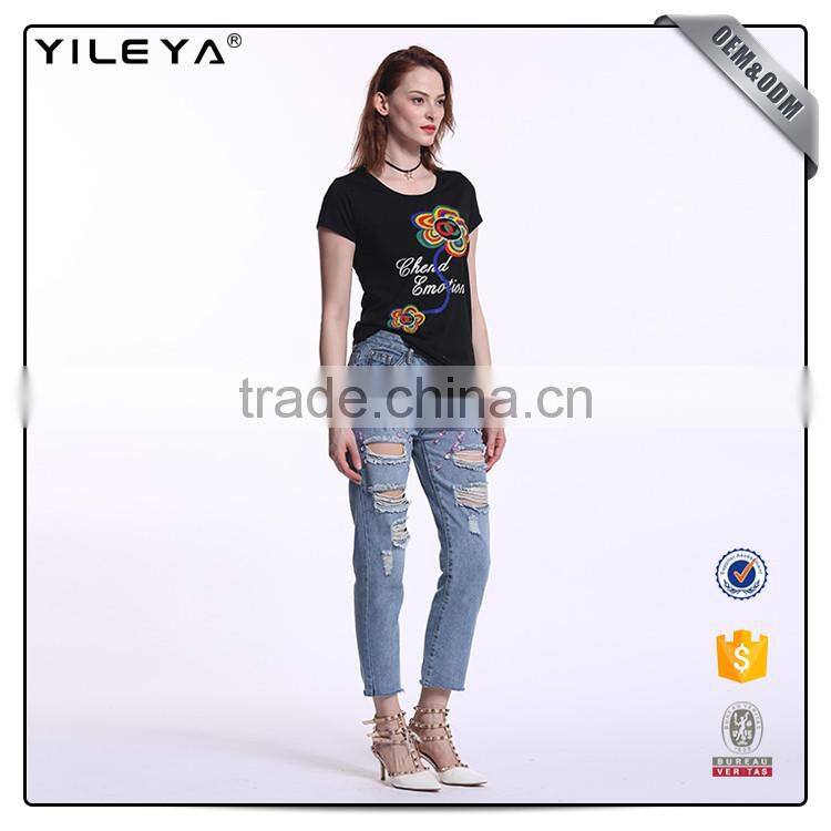 White casual women printing custom t shirt,custom woman t-shirts