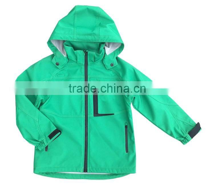 Customized outdoor children kids wear softshell jacket with hood