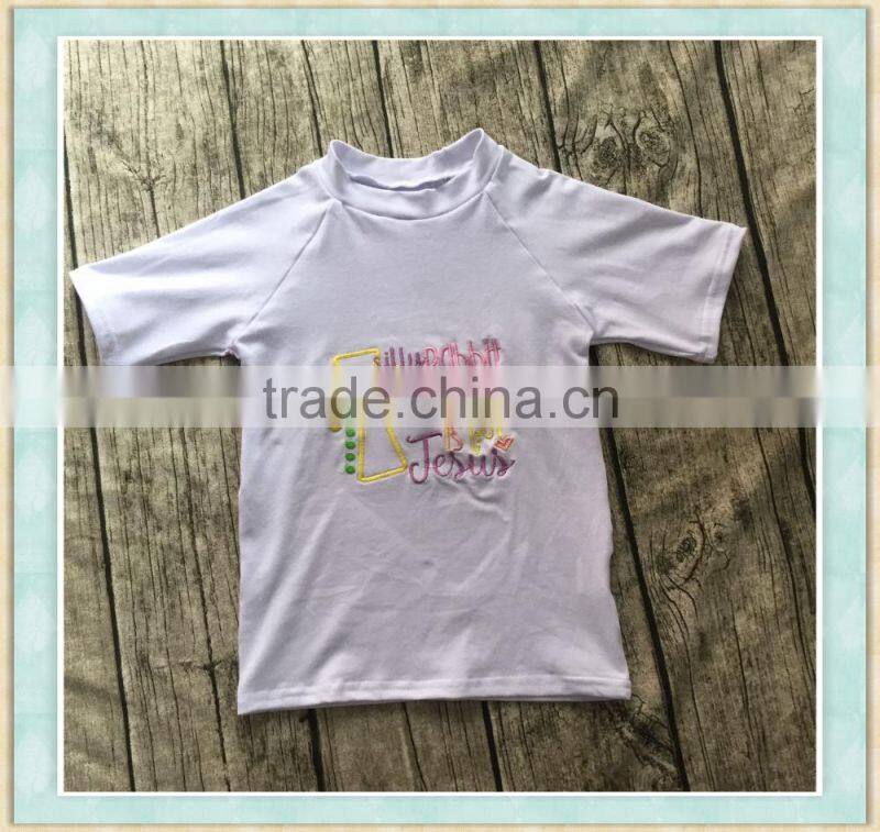 wholesale children's boutique cloth Easter boy shirt children wear Jesus embroidered cotton t shirt tiny custom shirt