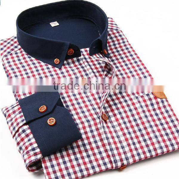 Trendy new model pattern 100% cotton small check shirt for men