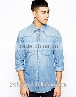 2014 brand fancy new design USA flag denim men shirt