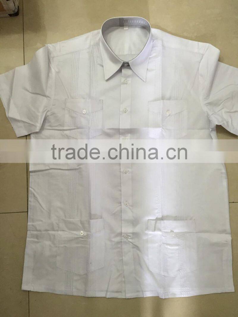 2016 Guayabera Shirts america style Pin-Tuck short sleeve 100%cotton/rayon
