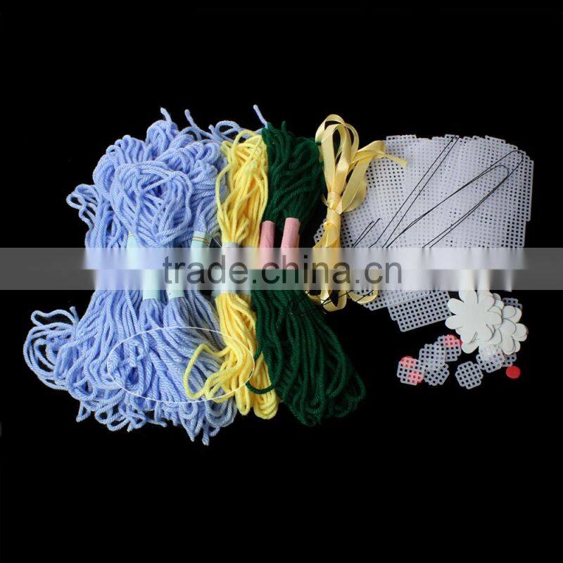 Hand Craft Plastic & Cotton Flower Basket Multicolor Wholesale Cross Stitch Patterns