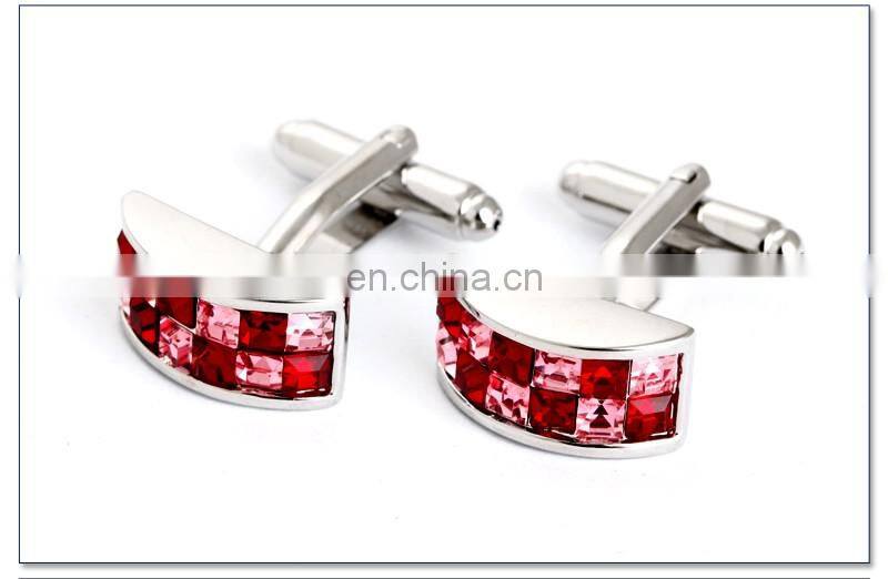 Exquisite Red Rhinestone Jewelry Men Shirt Cufflinks