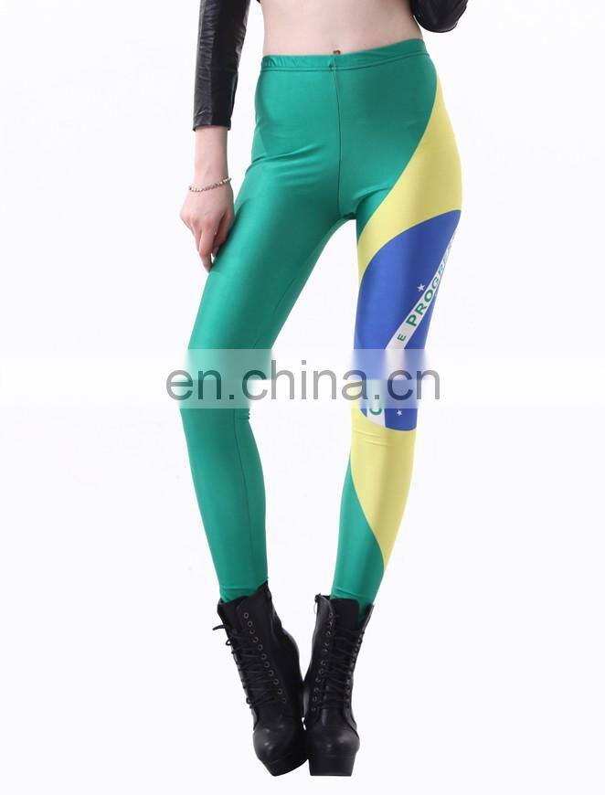 Wholesale no moq paypal accept green Brazil flag elegant galaxy leggings
