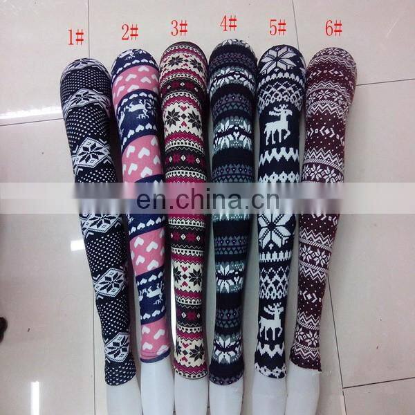 Trendy Christmas Snowflake Deer Woolen Leggings 37 Colors IN STOCK