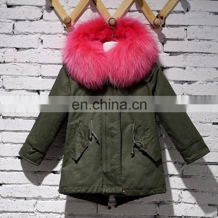 High Quality Wholesale Children Fashionable White Rex Rabbit Fur Lining Winter Coat For Kids