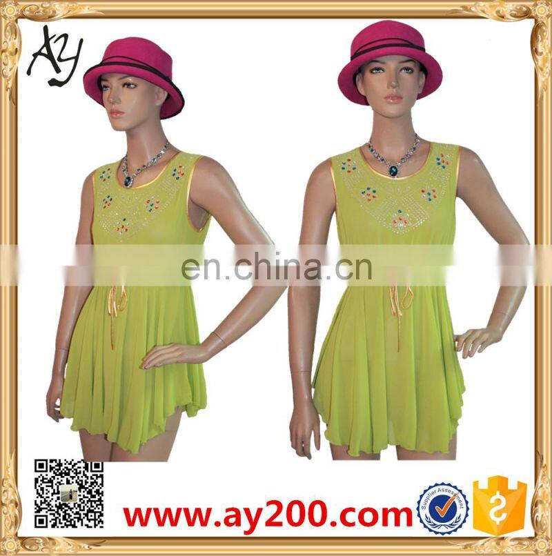New Design Durable Lady Woven Models Blouses shirt In Chiffon