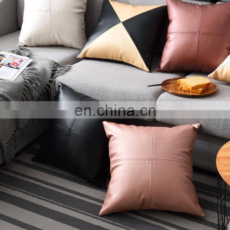 High quality PU faux leather black pillow case cushion covers wholesale